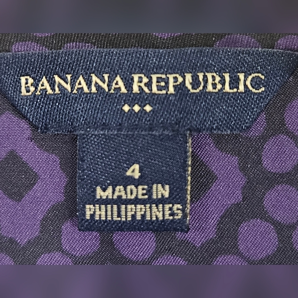 0005 Banana Republic Sleeveless Dress  Purple Black Party Office Workwear Size 4 - Picture 8 of 14